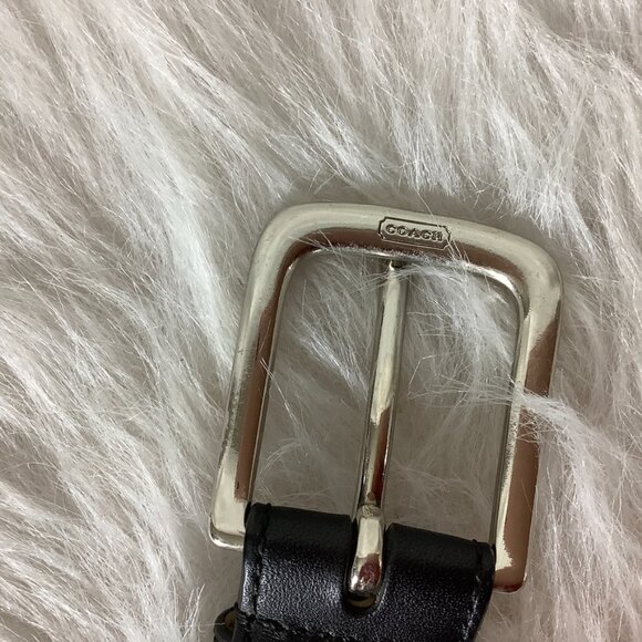 Coach Men's Classic Black Leather Belt Silver Tone Buckle 38 F13 F66100 - Picture 3 of 8